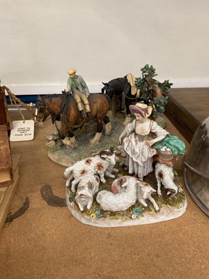 Lot 75 - 19th century Ludwigsburg porcelain group of a shepherdess and flock, and a Border Fine Arts group of horses