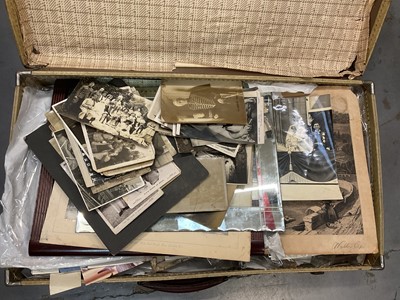 Lot 398 - Suitcase of mixed ephemera to include photographs- portraits, albums, families, holidays and weddings, social history and miscellaneous items.