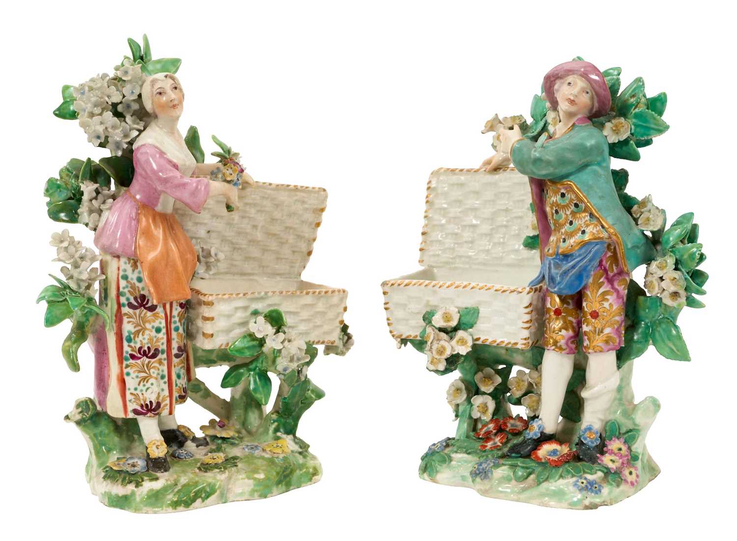 Lot 18 - Pair of Chelsea sweetmeat figures, circa 1765