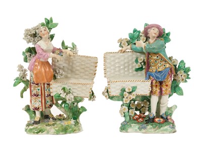 Lot 18 - Pair of Chelsea sweetmeat figures, circa 1765