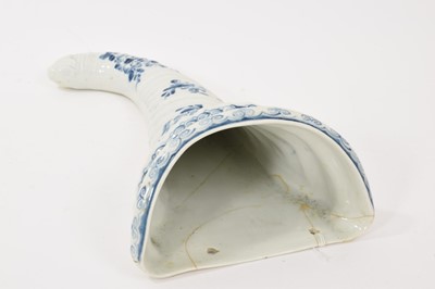 Lot 16 - Worcester blue and white cornucopia wall pocket, circa 1755
