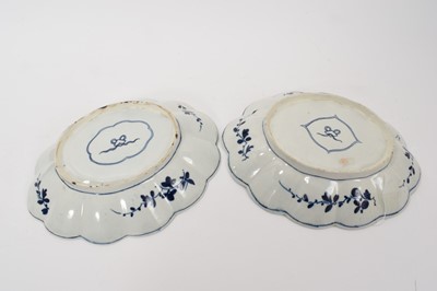 Lot 20 - Pair of Worcester lobed oval Kangxi Lotus pattern dishes, circa 1770