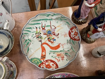 Lot 522 - 19th century Chinese celadon dish with metal mounts, together with a Chinese porcelain plates, bowls and vase (9 pieces)