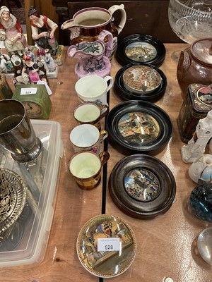 Lot 528 - Group of six 19th century Pratt ware pot lids together with lustre and other jugs.