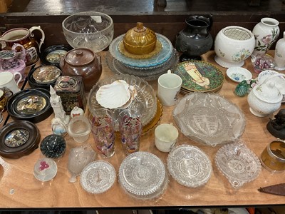 Lot 529 - Group of Victorian pressed glass dishes, collectors plates and other glassware.