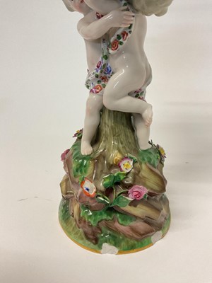 Lot 1 - Trio of late 19th century Meissen table centres, each mounted with cherubic figures