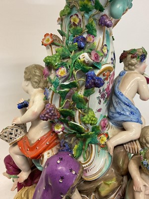 Lot 1 - Trio of late 19th century Meissen table centres, each mounted with cherubic figures