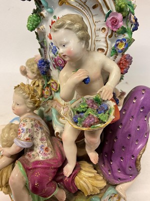 Lot 1 - Trio of late 19th century Meissen table centres, each mounted with cherubic figures
