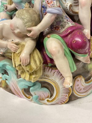 Lot 1 - Trio of late 19th century Meissen table centres, each mounted with cherubic figures
