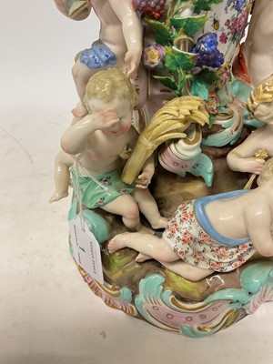 Lot 1 - Trio of late 19th century Meissen table centres, each mounted with cherubic figures