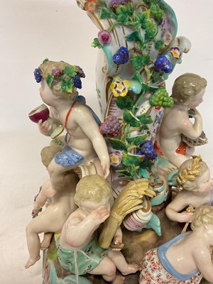 Lot 1 - Trio of late 19th century Meissen table centres, each mounted with cherubic figures