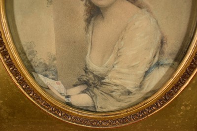 Lot 1343 - John Downman (1750-1824) pencil and pastel oval portrait of a lady, believed to be Maria Cosway (1760-1838), 20cm x 16.5cm, in gilt frame