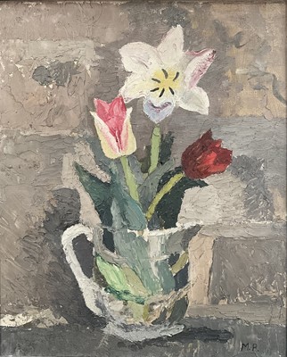 Lot 1066 - *Mary Potter (1900-1981) oil on canvas - Still Life Spring Flowers, initialled, 30cm x 25.5cm, in painted frame