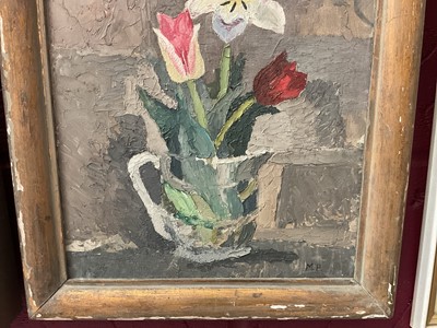 Lot 1066 - *Mary Potter (1900-1981) oil on canvas - Still Life Spring Flowers, initialled, 30cm x 25.5cm, in painted frame