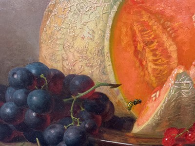 Lot 1332 - Eloise Harriet Stannard (1829-1915) oil on canvas - Still Life Melon and Grapes, signed and dated 1891, 30.5cm x 35.5cm, in gilt frame