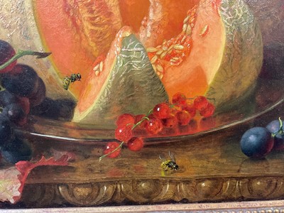 Lot 1332 - Eloise Harriet Stannard (1829-1915) oil on canvas - Still Life Melon and Grapes, signed and dated 1891, 30.5cm x 35.5cm, in gilt frame
