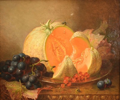 Lot 1332 - Eloise Harriet Stannard (1829-1915) oil on canvas - Still Life Melon and Grapes, signed and dated 1891, 30.5cm x 35.5cm, in gilt frame
