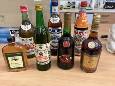 Lot 127 - Dumas Cognac, one bottle, Napoleon Brandy and other alcoholic beverages (7 bottles)