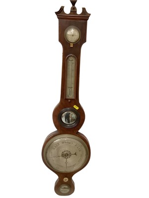 Lot 649 - 19th century mahogany barometer/thermometer