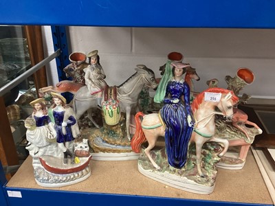 Lot 255 - Collection of Victorian Staffordshire figures including deer, hounds etc (6)