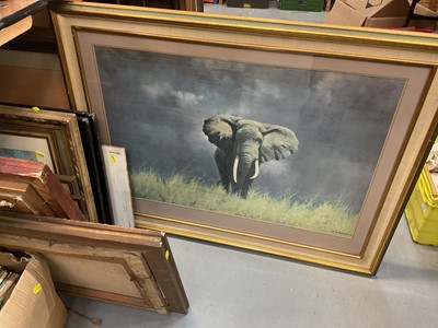 Lot 554 - David Shepherd Elephant print and group of other pictures and prints.