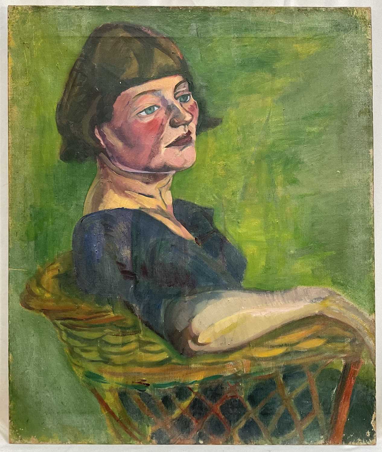 Lot 1234 - Clare Winsten (1892-1989) two oils on canvas portraits, possibly her daughter Theodora Winsten, 61cm x 51cm, unframed