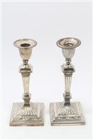 Lot 510 - Pair Victorian Silverer candlesticks of...