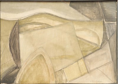 Lot 1391 - *Wilhelmina Barns-Graham (1912-2004) oil and pencil and panel - Glacier Abstraction, circa 1950s and probably painted following a trip to the Grindlewald Glacier