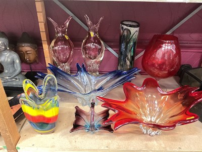 Lot 602 - Collection of vintage Murano glass items to include vases, dishes and other items.