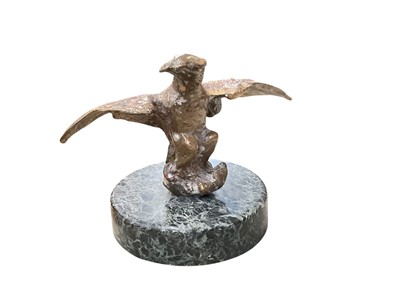 Lot 632 - Small brass eagle sculpture on marble base, approx 9.5cm in overall height.