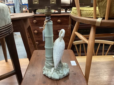 Lot 654 - Victorian Royal Worcester aesthetic movement lamp (possibly a converted candlestick), 19.5cm in height excluding lamp fitting.