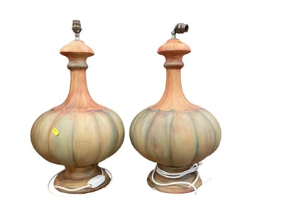 Lot 660 - Pair of contemporary ceramic table lamps, each 50cm in overall height (excluding fittings)