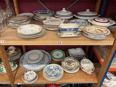 Lot 663 - Three shelves of decorative ceramics, jugs, tureens, dinnerware and other items.