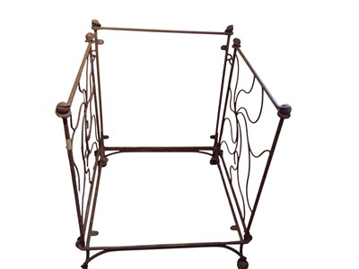 Lot 1467 - Large wrought iron garden seat frame, 83cm wide, 85cm deep, 94cm high