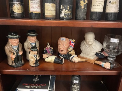 Lot 579 - Collection of Winston S. Churchill related collectables including Royal Doulton, Nemon bust.