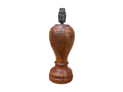 Lot 683 - Good quality turned wood lamp base approximately 32cm in overall height (including fitting).