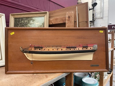 Lot 578 - Decorative wooden ships half hull model, 68.5cm in length.