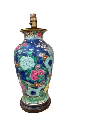 Lot 701 - Chinese porcelain vase converted into a table lamp, approximately 33cm in overall height.