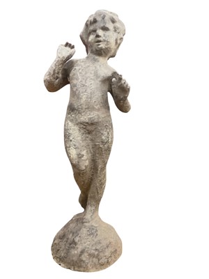 Lot 703 - Decorative painted metal garden ornament in the form an infant, 51cm in overall height.