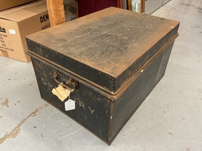 Lot 715 - Old metal deed box named to Gregory