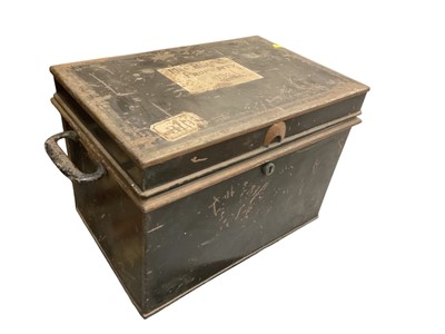 Lot 716 - Old japanned tin deed box