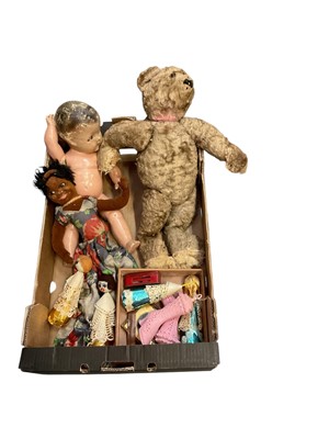 Lot 721 - 1930's Norah Wellings doll, celluloid doll and bear (1 box)