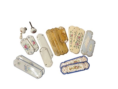 Lot 722 - Collection of ceramic door finger plates and lock plates.