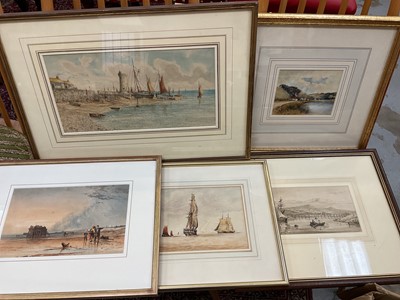 Lot 728 - Selection of mostly Victorian nautical watercolour studies, prints and other pictures