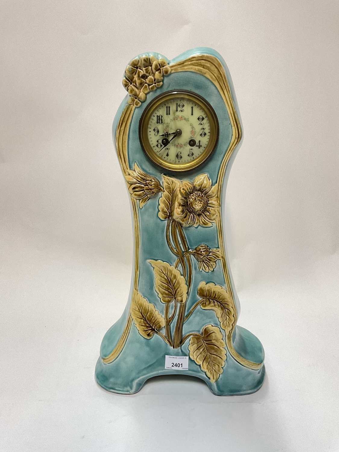 Lot 2401 - Art Nouveau ceramic clock