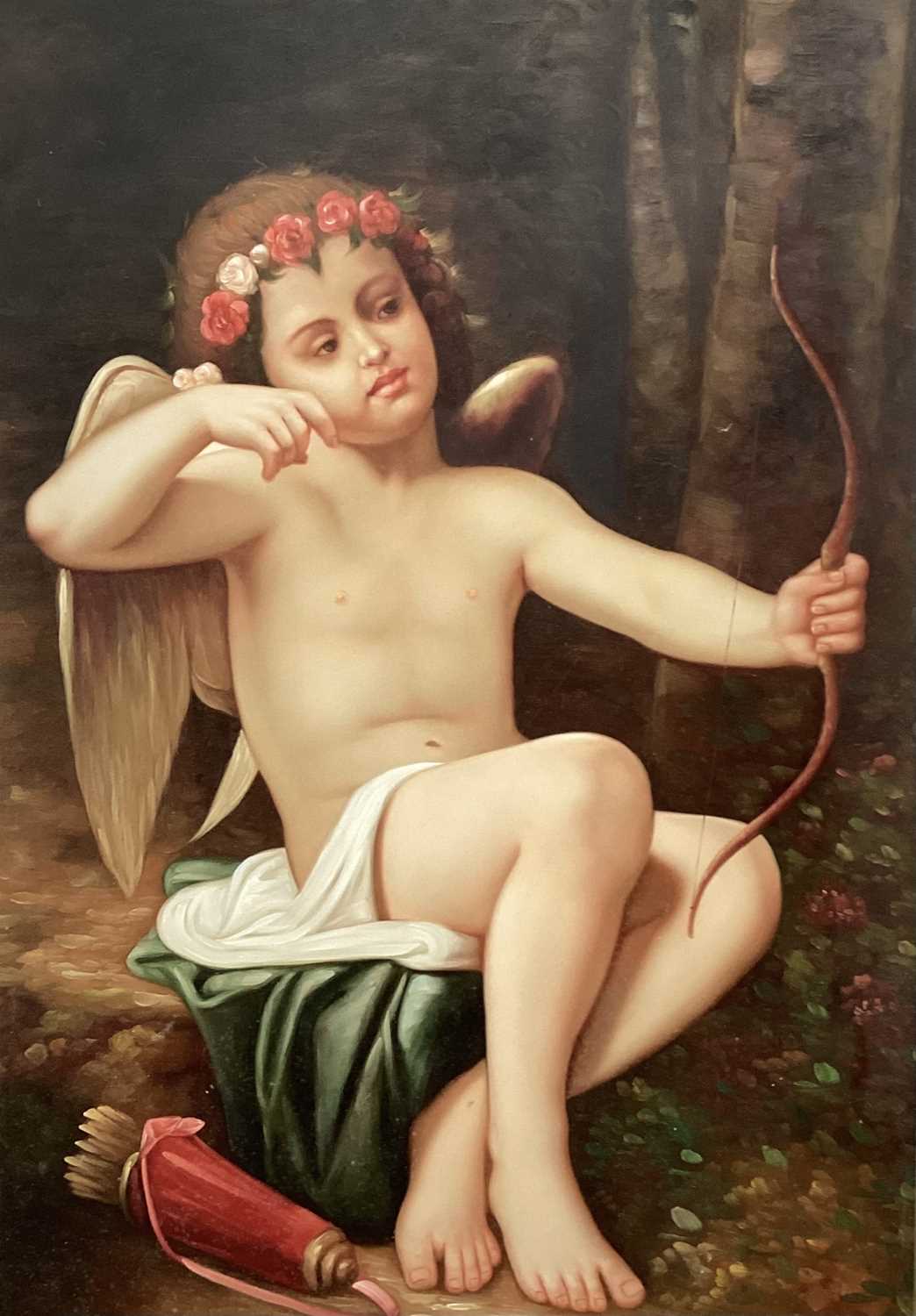 Lot 291 - After Carle Van Loo, oil on canvas - Cupid Shooting a Bow, 91cm x 61cm, in gilt frame