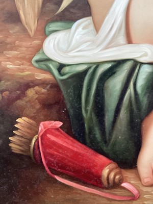 Lot 291 - After Carle Van Loo, oil on canvas - Cupid Shooting a Bow, 91cm x 61cm, in gilt frame