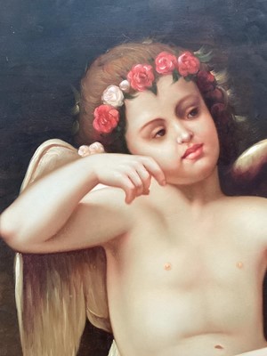 Lot 291 - After Carle Van Loo, oil on canvas - Cupid Shooting a Bow, 91cm x 61cm, in gilt frame