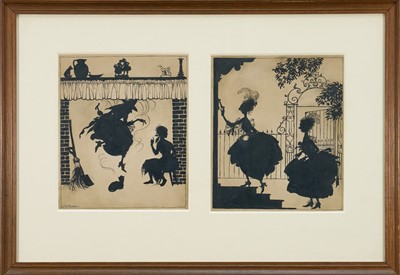 Lot 1341 - Arthur Rackham (1867-1939) pen and ink illustrations - 'The ugly sisters return to Cinderella', one signed, 22cm x 18cm, mounted and framed as one