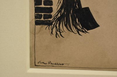 Lot 1341 - Arthur Rackham (1867-1939) pen and ink illustrations - 'The ugly sisters return to Cinderella', one signed, 22cm x 18cm, mounted and framed as one